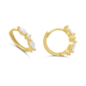 18ct Gold Vermeil CZ Fancy Huggie Earrings - 12mm - M5303