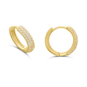 18ct Gold Vermeil CZ Pave Huggie Earrings - 15mm - M5304