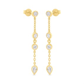 18ct Gold Vermeil CZ Drop Earrings - M5401