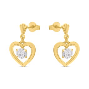 18ct Gold Vermeil CZ Classic Heart Drop Earrings - M5402