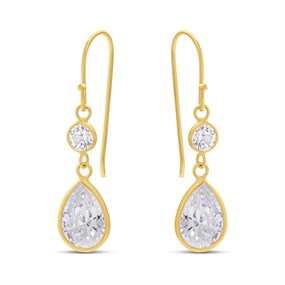 18ct Gold Vermeil CZ Teardrop Earrings - M5403
