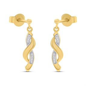 18ct Gold Vermeil CZ Twist Drop Earrings - M5404