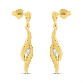 18ct Gold Vermeil CZ Flame Drop Earrings - M5406