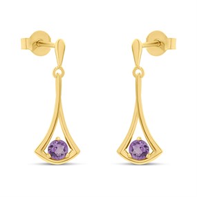 18ct Gold Vermeil Amethyst Drop Earrings - M5440