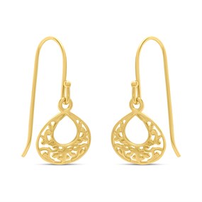 18ct Gold Vermeil Filigree Drop Earrings - M5482