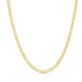 18ct Gold Vermeil Flat Curb Chain - 18in - M5805