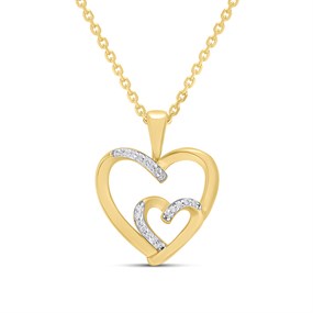 18ct Gold Vermeil CZ Double Heart Necklace - M6005
