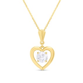 18ct Gold Vermeil CZ Heart Necklace - M6006