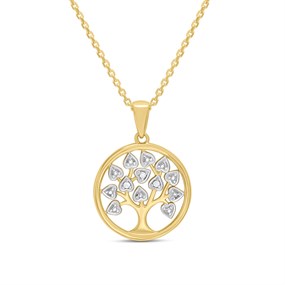 18ct Gold Vermeil CZ Tree Necklace - M6008