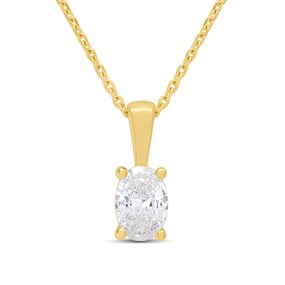 18ct Gold Vermeil Oval CZ Necklace - M6010