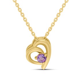 18ct Gold Vermeil Amethyst Heart Necklace - M6041