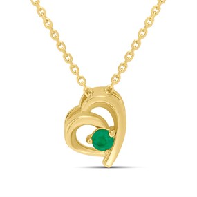 18ct Gold Vermeil Emerald Heart Necklace - M6044