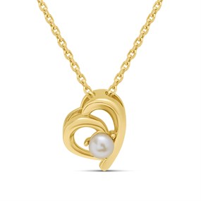18ct Gold Vermeil Cultured Freshwater Pearl Heart Necklace - M6045