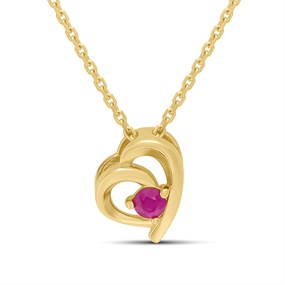 18ct Gold Vermeil Ruby Heart Necklace - M6046