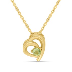18ct Gold Vermeil Peridot Heart Necklace - M6047