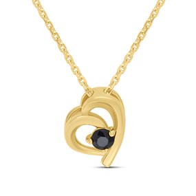 18ct Gold Vermeil Black Sapphire Heart Necklace - M6048