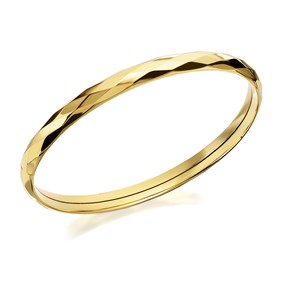 Rolled Gold Faceted Flexible Bangle - M9301