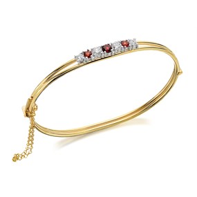 Rolled Gold Silver Cubic Zirconia And Garnet Bangle - M9380