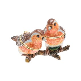 Treasured Trinkets Pair Of Robins Trinket Box - P12203
