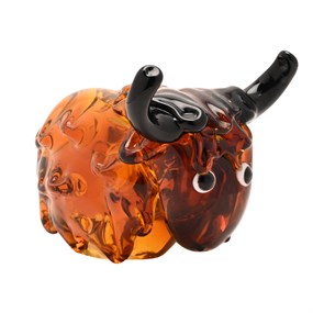 Heavy decorative glass highland cow. - P3479
