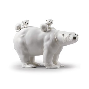 Lladro 01009290 Mummy Polar Bear And Babies - P4481