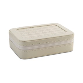 5270 Ivory PU Quilted Travel Jewel Box - P55170