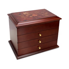 Walnut Floral Top Jewel Case - P55180