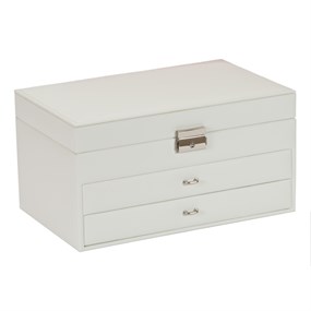 Two Drawer Ivory Coloured Lockable Jewellery Box - P55186