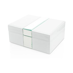 Hestia White And Silver Glass Jewellery Box - P56169