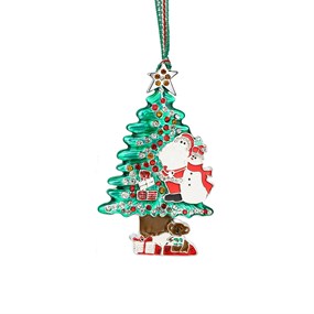 Newbridge Stone Set Santa And Snowman With Xmas Tree - P59195
