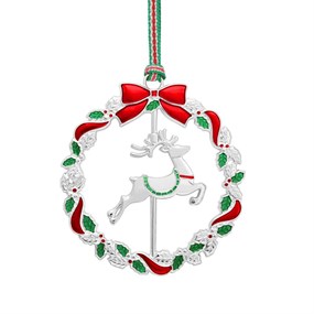 WY972 Newbridge Silverware Reindeer Wreath Decoration - P59232