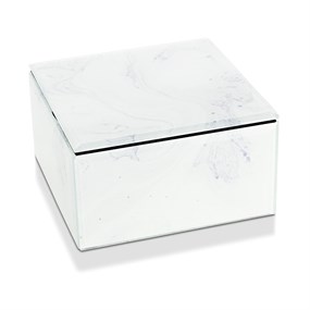 White Marble Design Glass Trinket Box - P60124