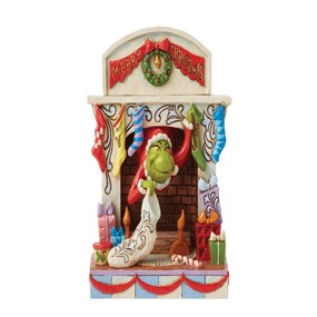 Jim Shore 6012693 Grinch Coming Out Of Fireplace - P6225