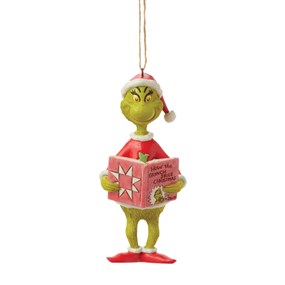 6017074 Jim Shore Grinch Reading Book (Hanging Ornament) - P6244