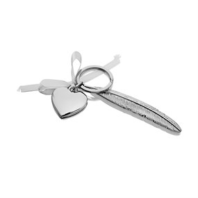 Silver Plated Feather Heart Keyring - P65284