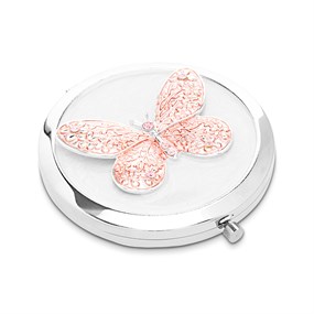 Sophia Pink Butterfly Compact Mirror - P66123