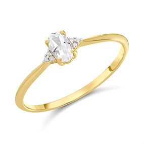 9ct Gold White Topaz And Diamond Birthstone Ring - April - R0204
