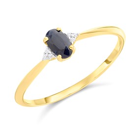 9ct Gold Black Sapphire And Diamond Ring - R0209