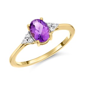 9ct Gold Amethyst And Cubic Zirconia Ring - EXCLUSIVE - R0954