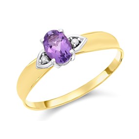 9ct Gold Amethyst And Diamond Ring - R0958