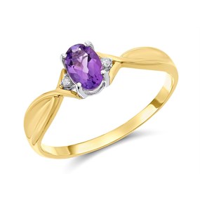 9ct Gold Amethyst and Diamond Ring - R0961