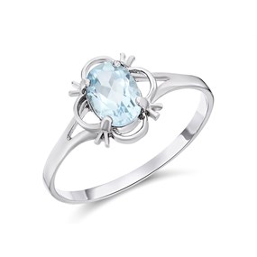9ct White Gold Oval Blue Topaz Ring - R0968