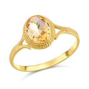 9ct Gold Oval Citrine Ring - R0969
