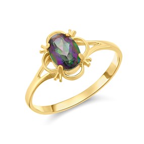 9ct Gold Oval Mystic Topaz Ring - R0977