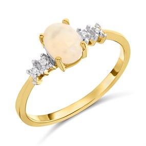 9ct Gold Opal And Diamond Ring - R0995