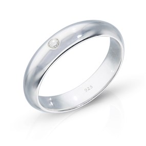 Silver Diamond Wedding Ring - 4mm - R11014