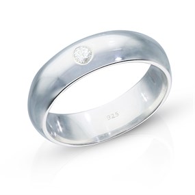 Silver Diamond Wedding Ring - 6mm - R11015