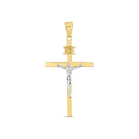 14ct Gold Two Colour Crucifix Cross - R1303
