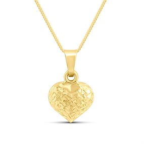 14ct Gold Double Sided Diamond Cut Heart Necklace - R1312