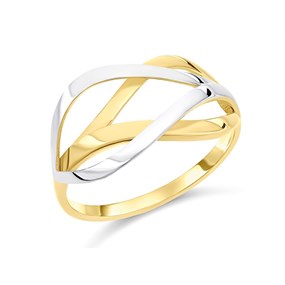 9ct Two Colour Gold Crossover Ring - R1922